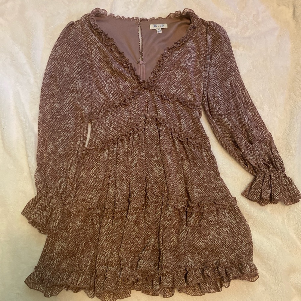She + Sky Snake Skin Long sleeve Dress